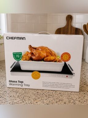Chefman Black Glass Top Warming Tray